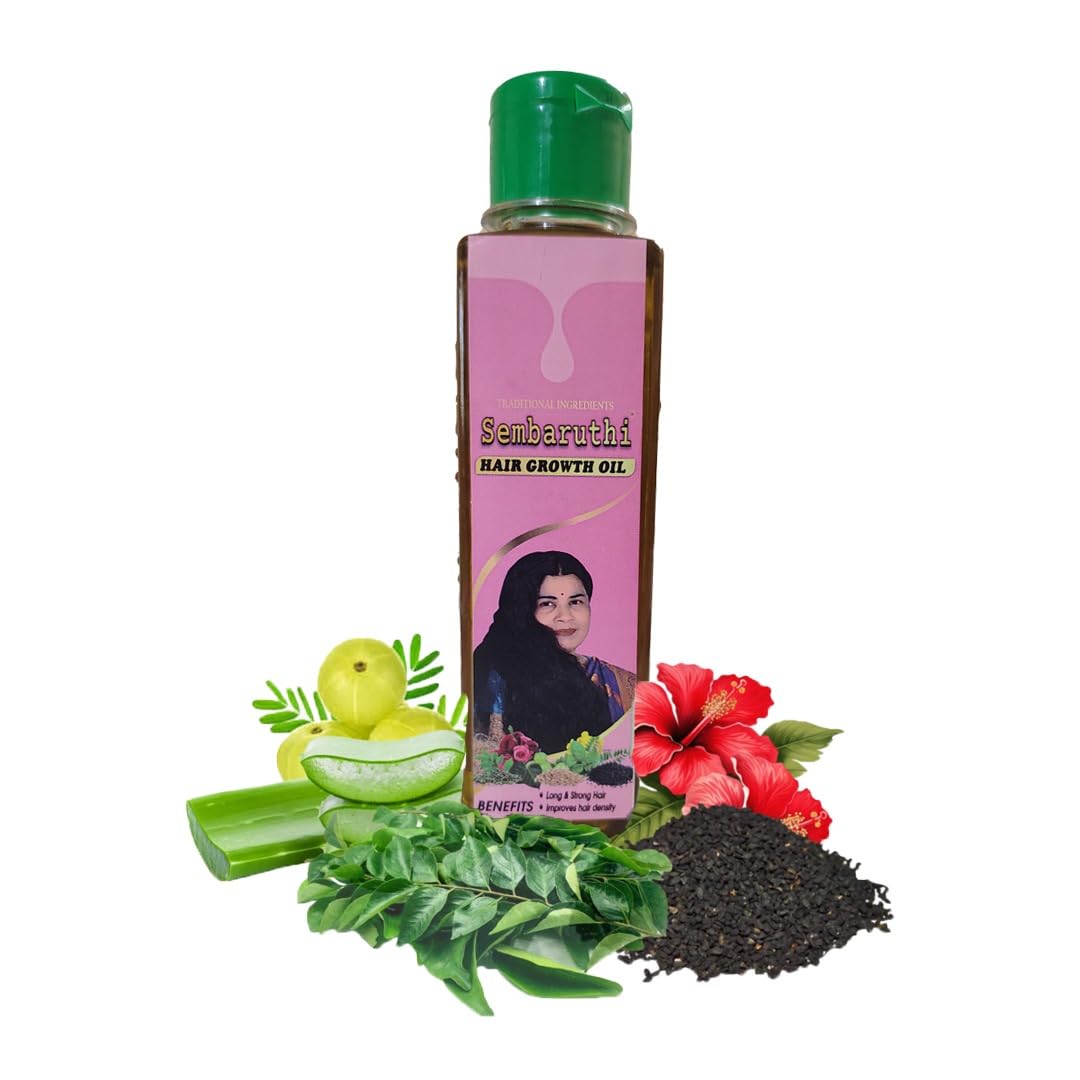 Sembaruthi Traditional Organic Hair Growth Oil (500ml) for Men & Women with Ayurvedic herbs of Hibiscus, Aloevera, Indigo,... - Review, Price and Buying Guide