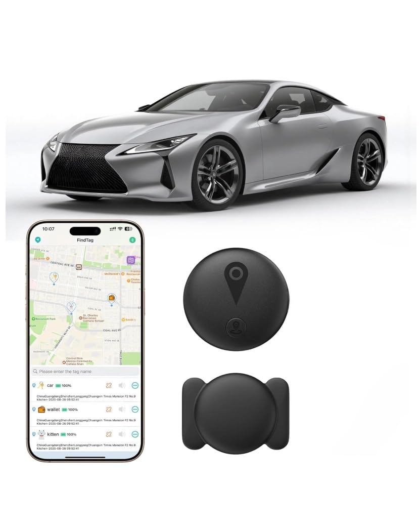 GPS Tracker for Vehicles Cars Kids & Pets Real-Time Global Coverage No SIM Card/No Subscription Long Standby Mini Waterproof Portable Tracking Device for Dogs Elderly & Assets (Android & iOS)