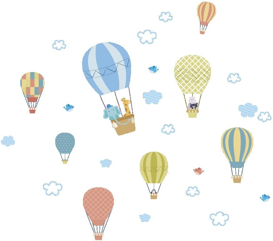 Wall Sticker, Hot Air Balloon Clouds Pattern Sticker DIY Art Decals for Kids Nursery Bedroom Living Room Decor