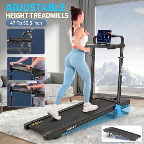 Image of FUNMILY Upgrade Walking Pad Folding Treadmill with 12% /15% Incline & Handle Bar, 3.5HP Foldable Under Desk Compact Treadmills for Home /Office /Gym, 400+lb Capacity, Shock Absorption