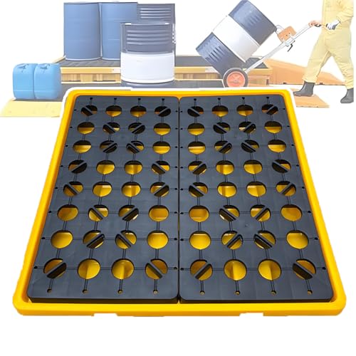 Palette de confinement des déversements, bac d'égouttement en polyéthylène anti-fuite avec grille amovible, plate-forme modulaire de contrôle des déversements pour entrepôts industriels, stockage de