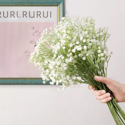 Image of Art Street Baby Breath White Artificial Flowers Gypsophila Bouquets Flowers, New Year Mothers Day Gifting, Faux Flowers for Vases | Decoration Items for Living Room| Set of 3 (Size: 14 Inch)