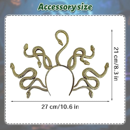 Disfraz niña Medusa con accesorios dorados miniatura 2