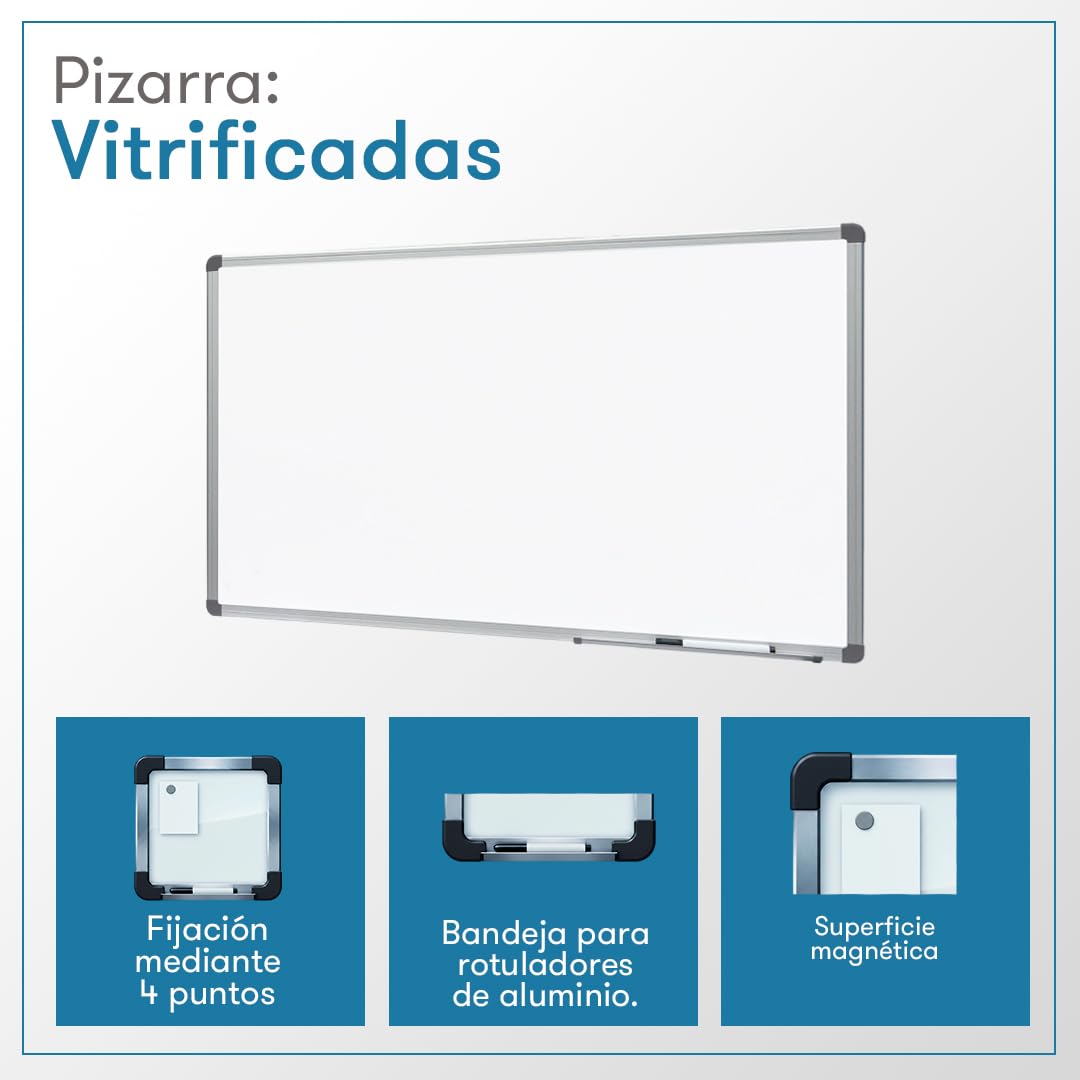 Rocada | Pizarra Blanca Magnética 200 x 120 cm - Marco de Aluminio - Pizarra de Pared Grande - Borrado en Seco - Para Oficina y Aula