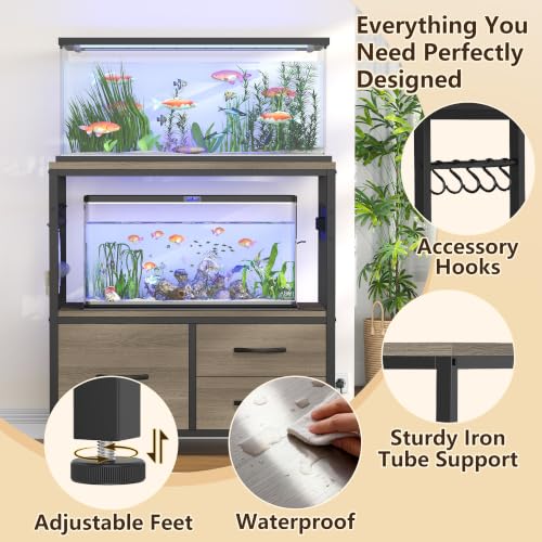 Image of Heybly 20-29 Gal Fish Tank Stand with Drawer, Power Outlet,330lbs HAS001SG