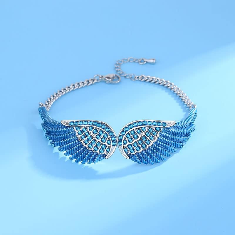 Miniatura 7 de Pulseras de alas angulares para mujer, pulsera de cadena ajustable chapada en plata, brazalete de ala de ángel para mujer, cumpleaños, Navidad, día