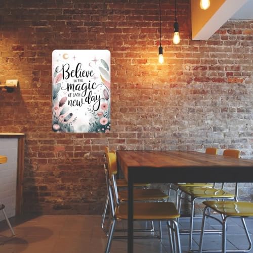 Image of Zesta Bathroom Decor Items Washroom Decor Tin Sign | Aesthetic Posters Wall Poster for Bedroom | Magnetic Cafe Decoration Items / Restaurant Decorations Items | Quirky Home Decor Bar Accent (Believe in Magic)
