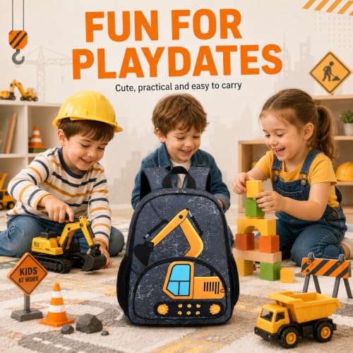 Image of LOIDOU Backpack Boys Girls Preschool Backpacks for Kids School Bags Kindergarten BookBag Set Toddler Backpack with Lunch Box (Truck Gray)