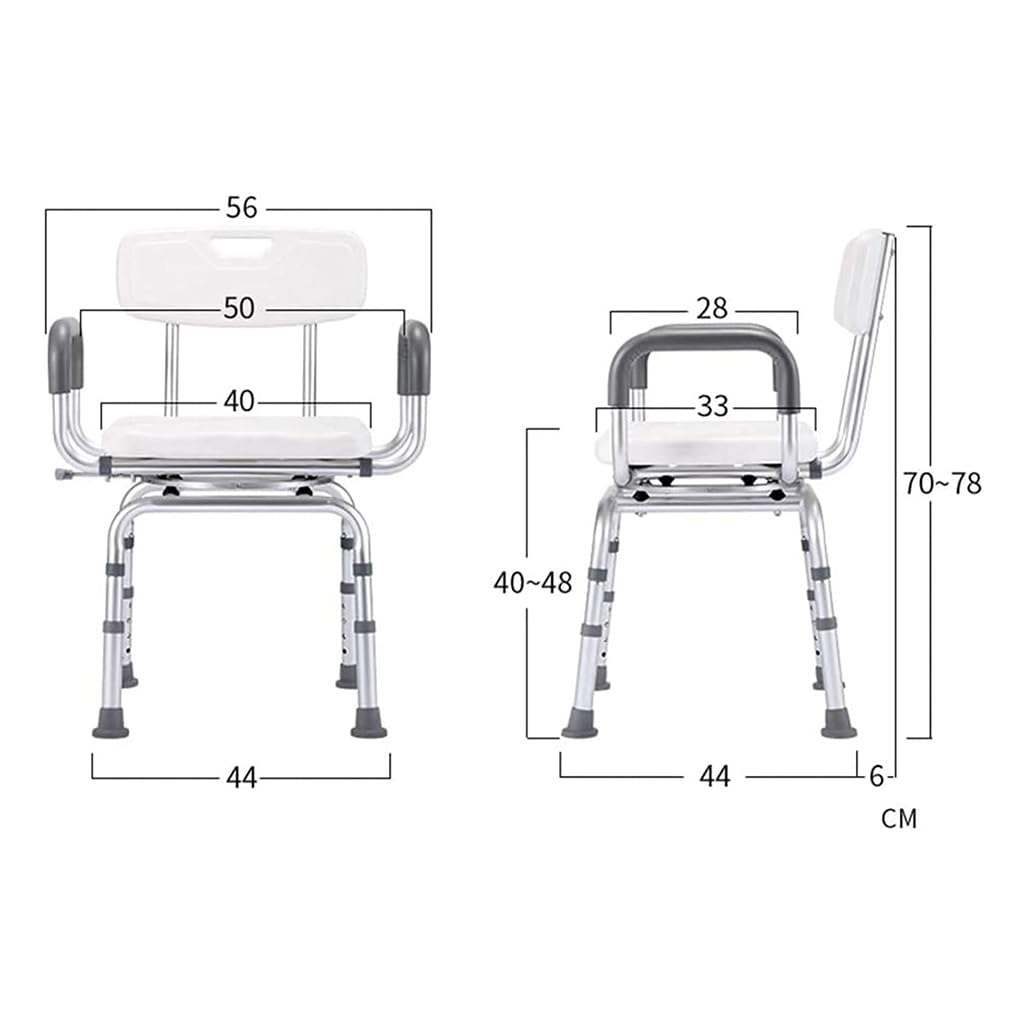Silla de ducha giratoria de seguridad antideslizante for baño, asiento de bañera giratorio de 360 ​​° con brazos y respaldo, banco de baño estrecho for personas mayores, discapacitadas y mujeres embar