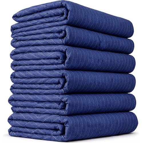 Image of US Cargo Control Moving Blankets Heavy Duty 72 inchx80 inch 6-Pack (43 lbs /doz), Packing Blankets for Moving Furniture, Shipping, and Storage, Lightweight Quilted Furniture Pads, Tough Blue Polyester