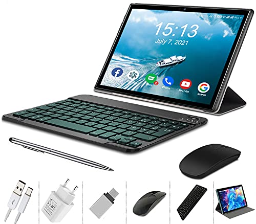 DUODUOGO 4G Tablet 10 Pollici con WIFI Offerte Android 10.0 Quad Core 4GB RAM 64GB ROM/Fino a 128GB 8000mAh WIFI Tablet 8Pcs P6 Fotocamera 8MP 1920 * 1200 Dual SIM Bluetooth GPS OTG (P6 - Nero)