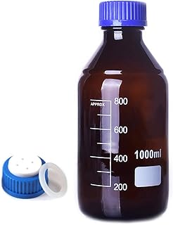 DONLAB MBW-1004 Glass 100ml Amber Brown Round Media Storage Bottle Reagent Bottle with PTFE 4-Hole Mobile Phase Cap GL45
