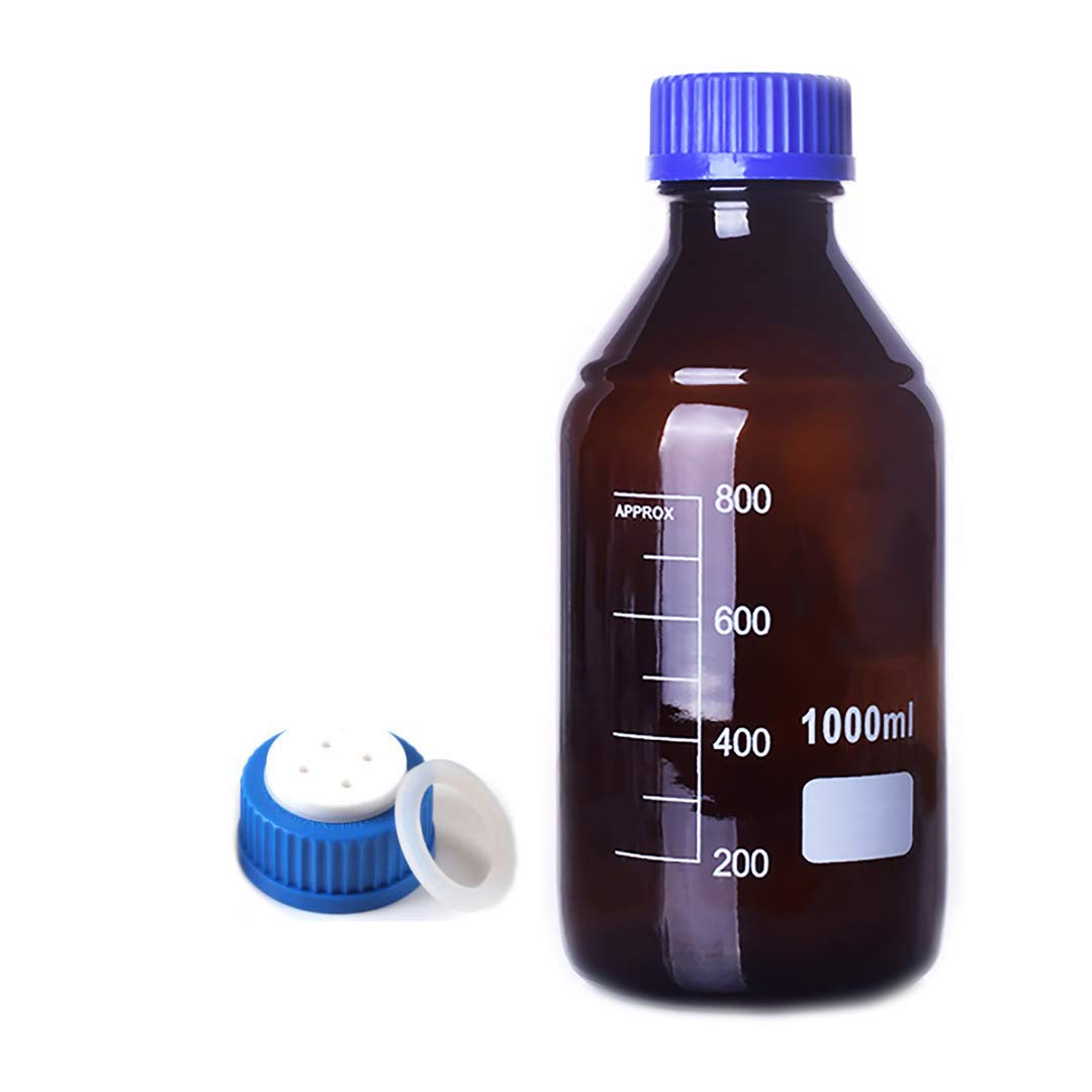 Bernsteinbraune runde Medienaufbewahrungsflasche 100 ml–2000 ml mit PTFE-4-Loch-Mobilphasenkappe GL45(1000ml)