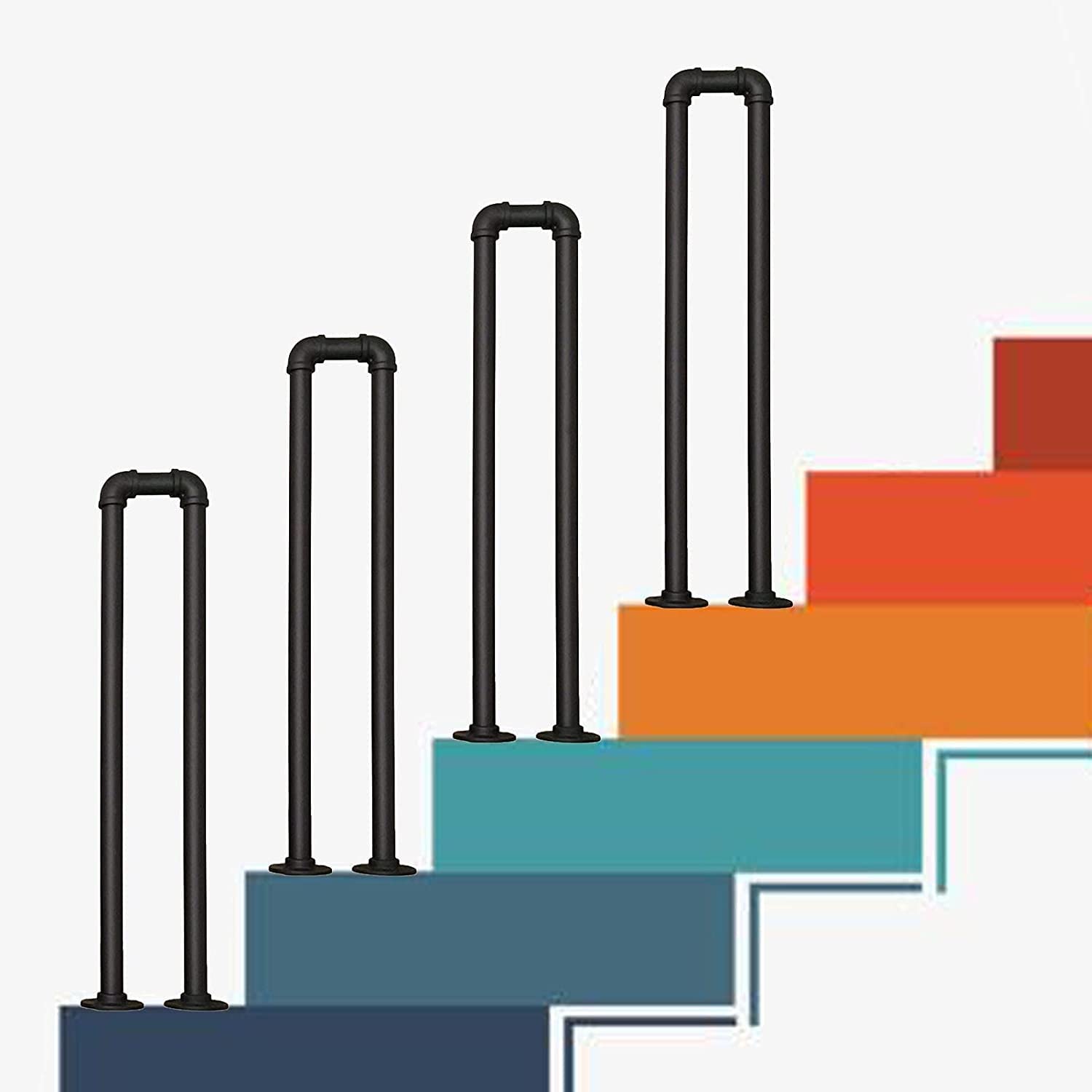 Handrail for Indoor Stairs/Outdoor Staircase U Type Stair Banister Handrail, Iron Stair Handrails Guardrails, Simple and Modern Staircase Railing Safety Stairs Steps(85cm(2.78ft))