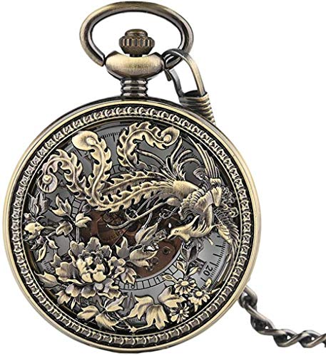 Preisvergleich Produktbild KUANDARGG Automatische mechanische Retro Exquisite Steampunk Anhänger Kettenuhr TaschenuhrFliegende Phoenix Taschenuhr Männer, Style 1