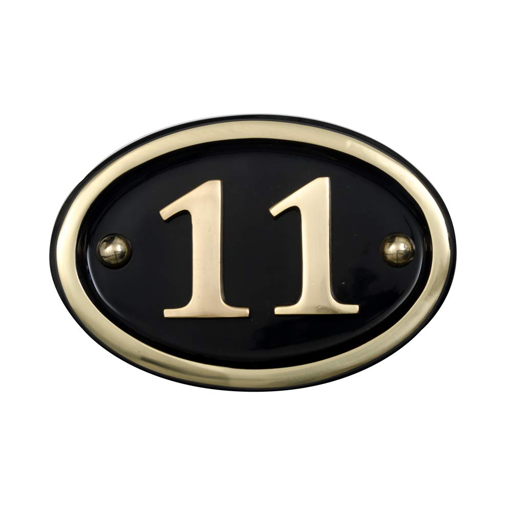 Solid Brass House Number Oval Design (No 11)