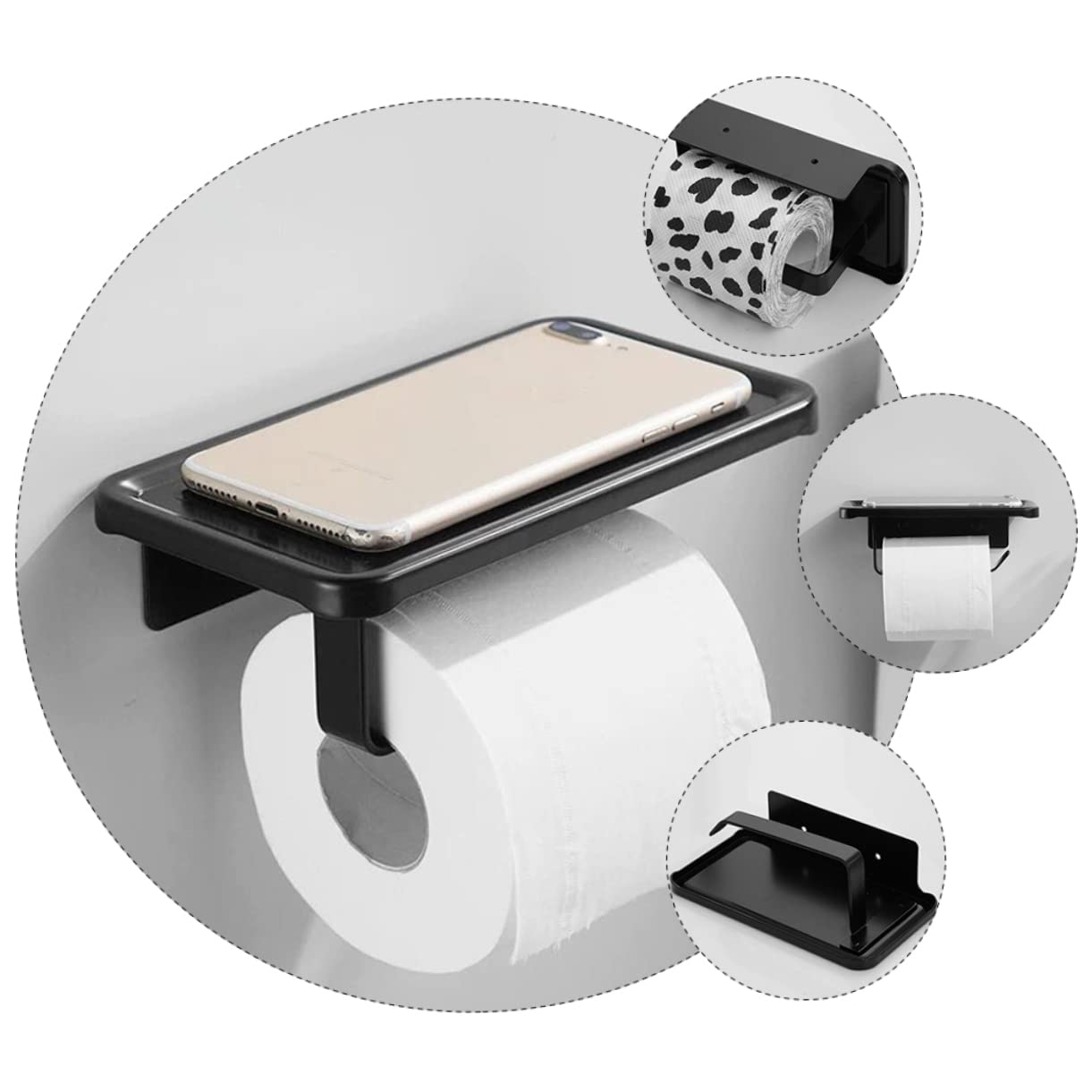 Operitacx 2 Piezas De Rollo Portarrollos sin Perforaciones Soporte de Papel higiénico con Almacenamiento Soporte de Papel higiénico en pie Sujetador de Papel Porta pañuelos