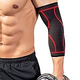 USK STORE 肘サポーター 薄型 1枚 筋トレ ブラック レッド ひじサポーター スポーツ 関節痛 トレーニング エルボースリーブ (L, レッド)