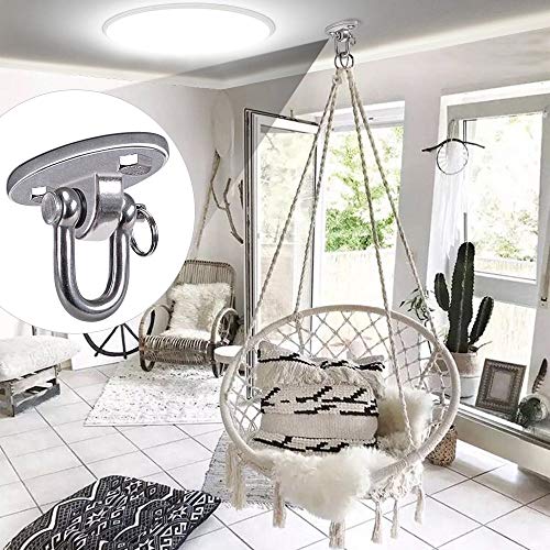 SELEWARE 2 Pieces 2000 lb Capacity Stainless Steel 180° Swing Hangers, Heavy Duty Swing Hooks for Concrete Ceiling Wooden, Hanging Hardware for Por Porch Yoga Trapeze Playground Hammock Gym Swing Sets