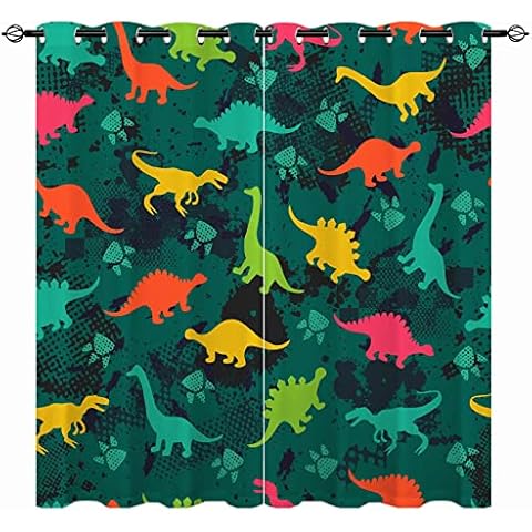 YUANZU Dinosaur Eyelet Blackout Curtains Cover