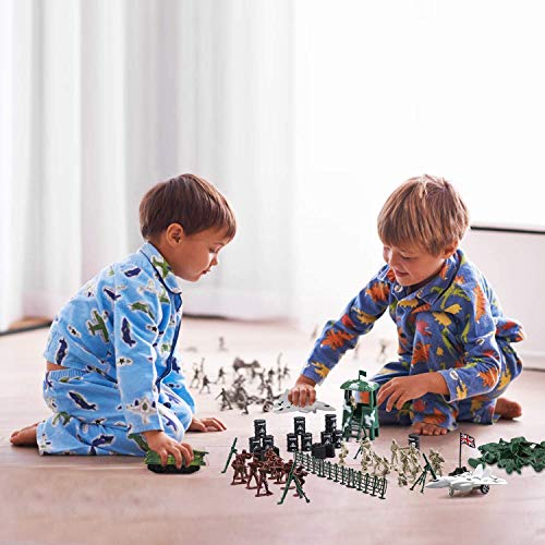 Boderam 250-teiliges Armee-Männer Armee-Soldaten Plastikspielzeug, Militär Action Figuren Spielset Kinder Militär Soldaten Eimer mit Panzern, Flugzeugen, Soldatenfiguren und Zubehör für Jungen Mädchen