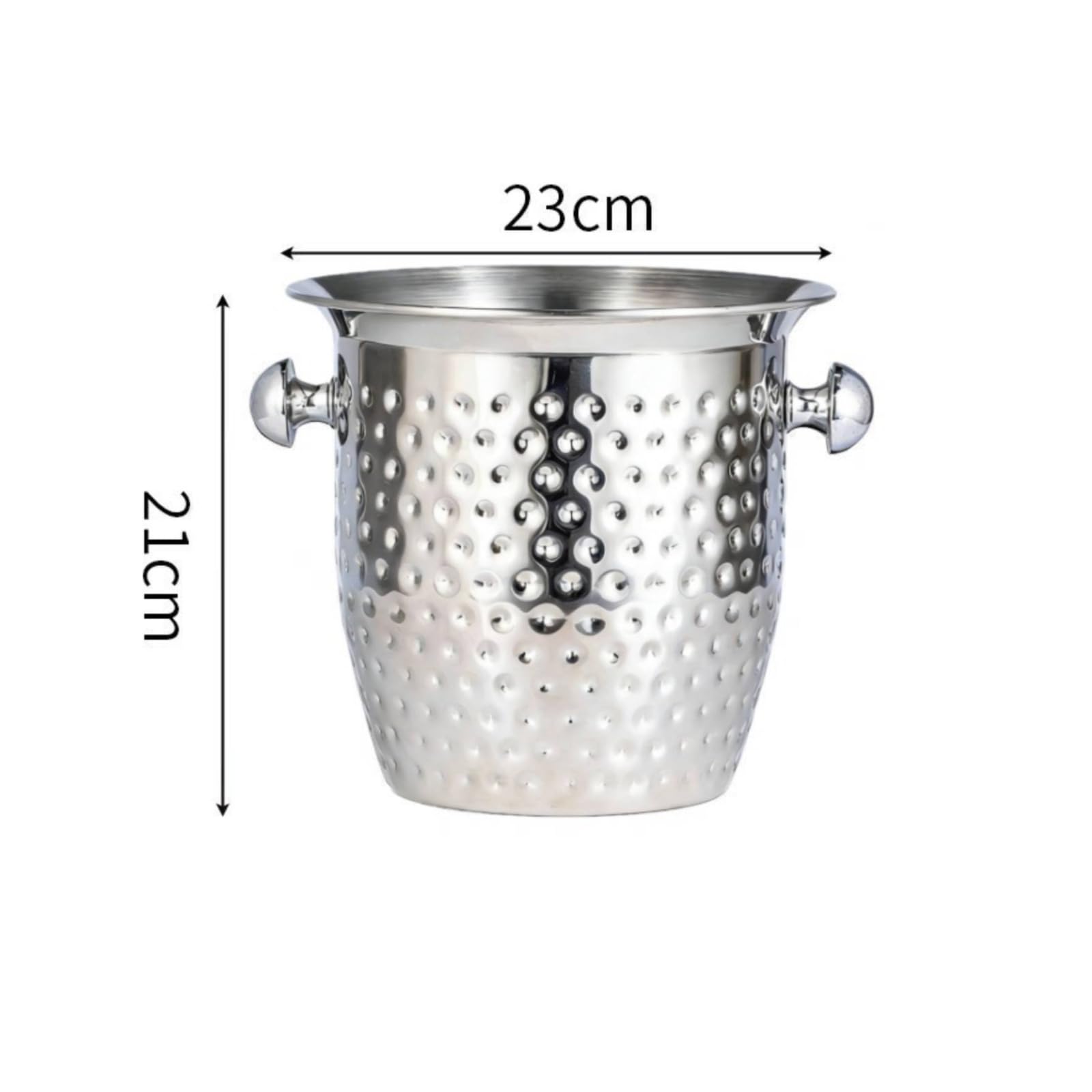 Secchiello Ghiaccio Commerciale Vino Birra Champagna in Acciaio Inox con Ampio Bordo Svasato per Servizio Elegante, Piccolo, Argento, Secchiello Per Ghiaccio A Tromba, Piccolo, Argento