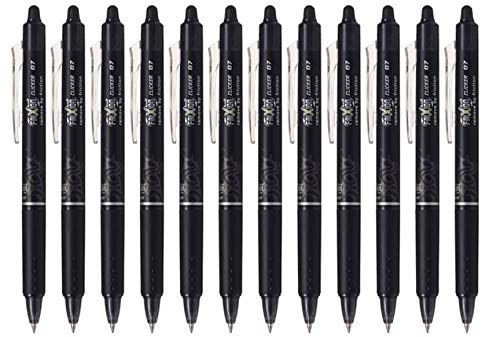 FriXion Ball Clicker Retractable Erasable Gel Pen, Fine Point, 0.7mm, Black Ink, 12 Count
