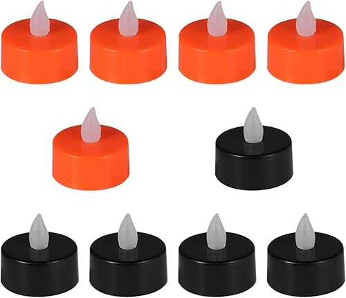 Uonlytech 10 velas electrónicas LED, luz parpadeante sin llama, luz de té alimentada, luz de vela de plástico para el hogar, para Halloween, fiesta,