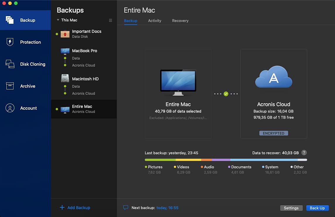 Acronis Cyber Protect Home Office (formerly Acronis True Image) | 3 PC/Mac | Personal cyber protection | Local backup, cloning, recovery, anti-ransomware and more | 1-year