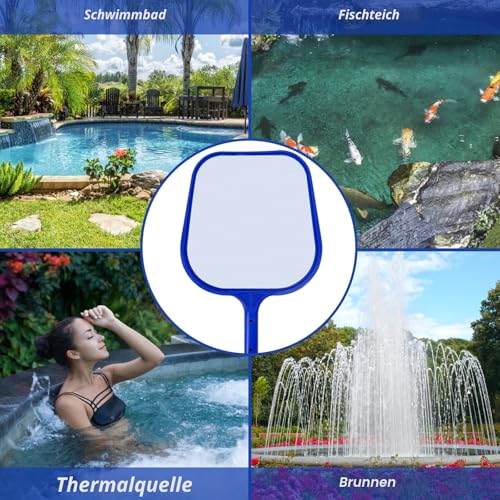 Kescher Pool, Jsdoin 120 cm lang-Teichkescher mit Teleskopstange,Feinmaschig - Für Teich, Algen & Bestway Pool,Algenkescher Nylon-Netz