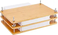 DICOSMETIC Prensa de livros manuais de 3 andares prensa de encadernação portátil de madeira de bambu prensa de papel manual portátil para encadernação de livros feita à mão para encadernação DIY fácil