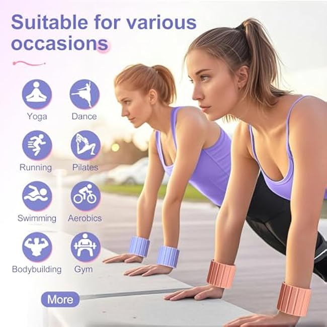 Wrist Weights, Ankle Weights for Women, 2 Pack (1.1LB Each)¨CStackable Magnetic, Silicone (Waterproof), Non-Slip, Easy Wear, Adjustable (Men & Women), Ideal for Jogging/Yoga & More, Great Gift