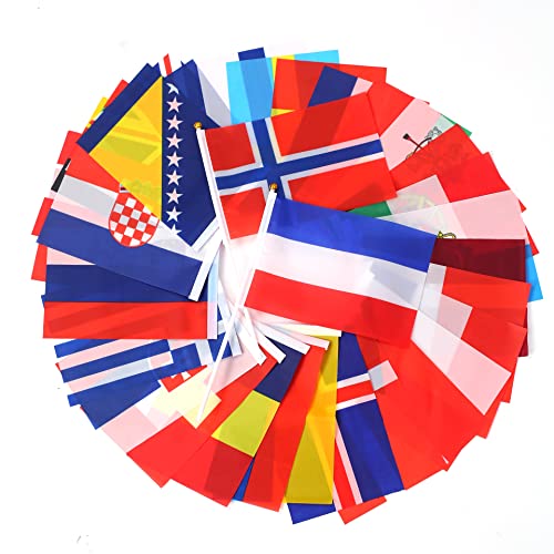 43 Pack European Country Flags, Small Flags of the World International Flags on Sticks, World Flags Party Decorations, Office Desk History Classroom Decor,Suitable For Sports Events