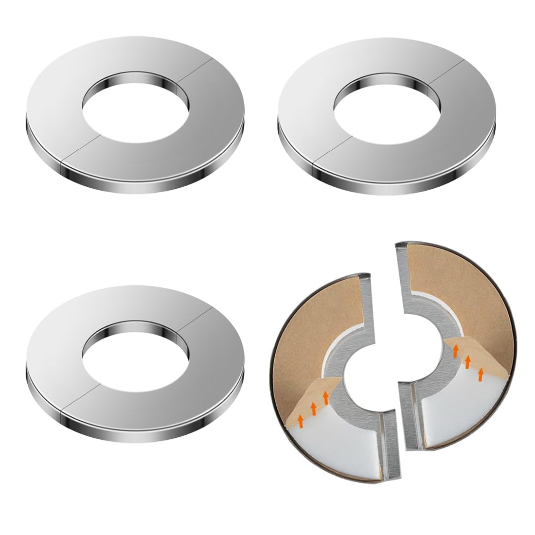 KONTONTY 8x Rohrabdeckung Rund – 6,5 Cm Edelstahl Produktbild-Vorschau 5