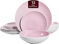 Vista 16 de juego de vajilla de gres en forma de cupé de 18 piezas, exterior blanco + interior taupe