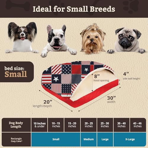 Image of Snoozer Rectangle Cozy Cave Dog Bed, Hooded Dog Bed, Starpatch Diamond (S)