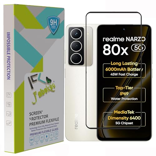 Image of Tempered Glass Screen Protector Compatible For Realme Narzo 80x (6.72 Inch) Black Cellphone With Edge To Edge Coverage And Easy Installation Kit