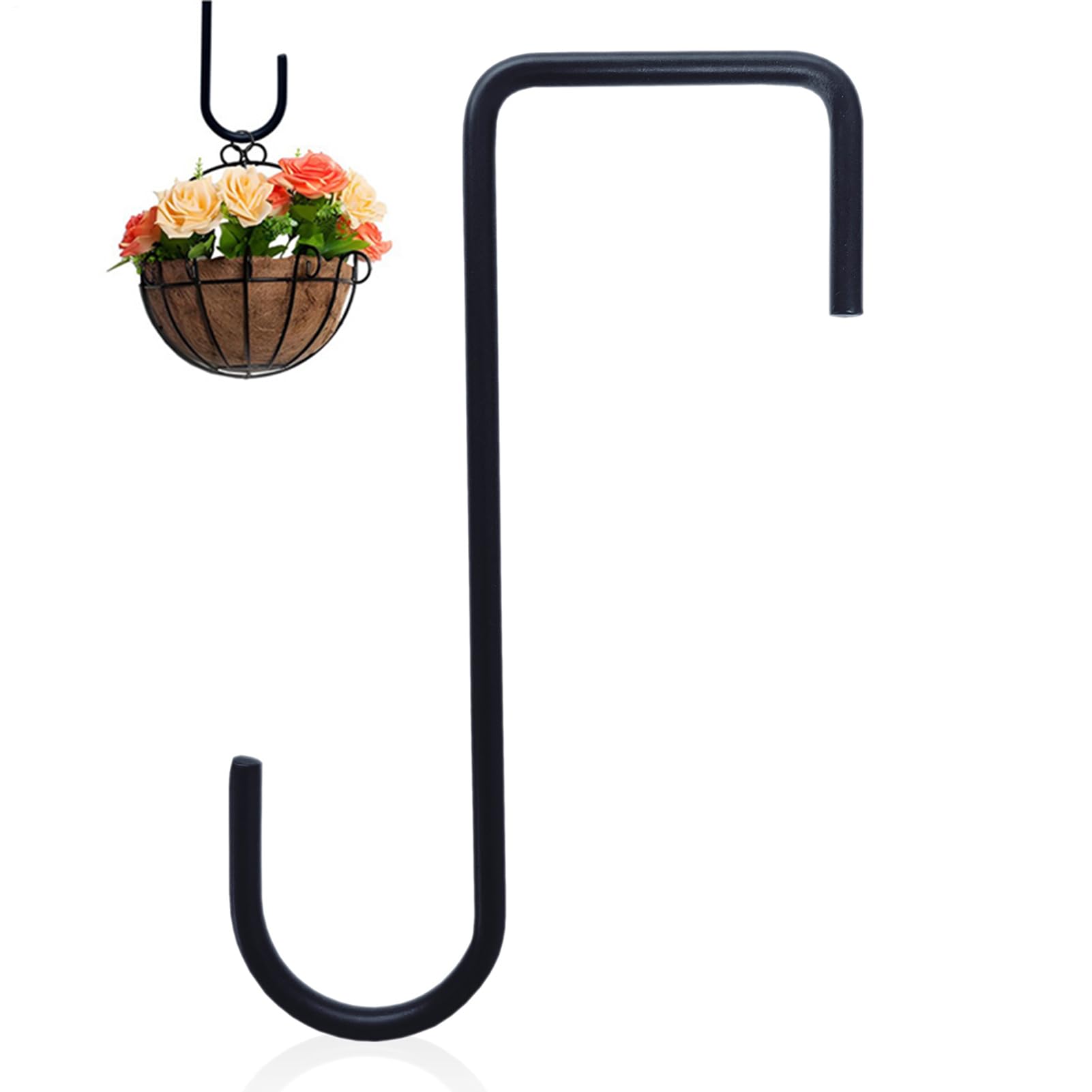 Over Fence Hooks, Steel Deck Hook Fence Flower Pot Hangers, Deck Railing Hangers, Outdoor Hanging Brackets, Black Bracket Outdoor Garland Hanger for Lantern, Bird Feeder, Pool Equipment