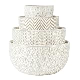 MIKIGEY Ceramic Mixing Bowls, Embossed Nesting...