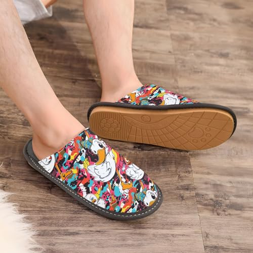 visesunny Women Men's Fuzzy Slippers Plush Warm Winter Colorful Cartoon Cute Duck Cozy House Slippers Comfy Indoor Shoes4