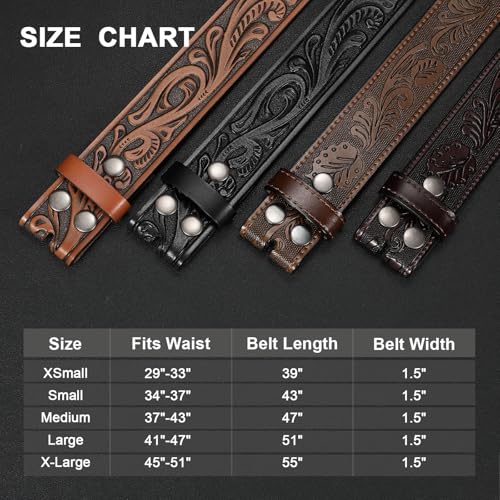 Image of SANSTHS 2 Pack Western Belts for Men without Buckle, Cowboy Belt for Buckle Western Leather Belt Straps for Jeans