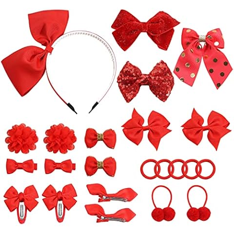 Bekecidi 23 Pinzas Pelo con Lazo Rojo para Niñas Cover