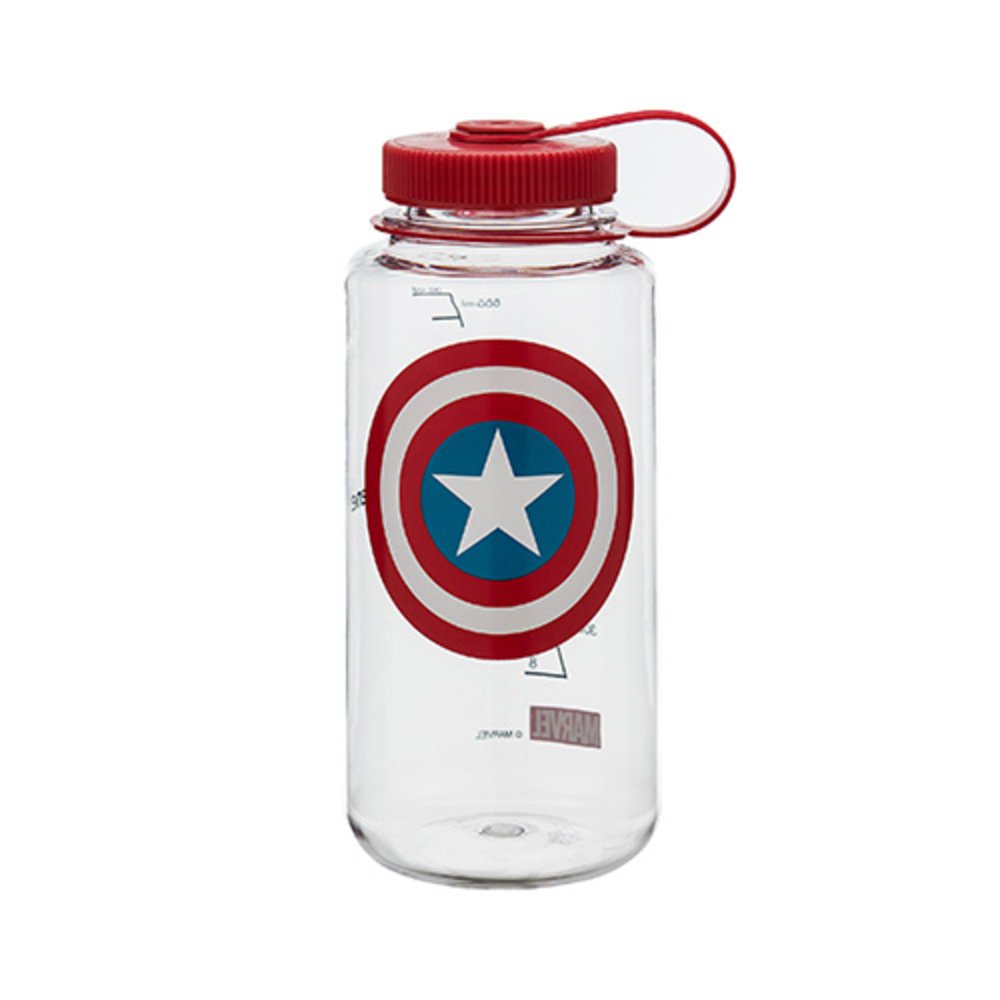 Nalgene Tritan Wide Mouth BPA-Free Water Bottle, 32 Oz, Captain America Shield
