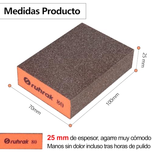Miniatura 2 de Sruhrak Bloque De Lijado 12 Piezas, Esponjas De Lijado Duras, Grano 1x 80 100 120 180 320 400, Almohadillas De Lijado Reutilizables En Seco Y Húmedo Para Madera, Plástico, Paneles De Yeso