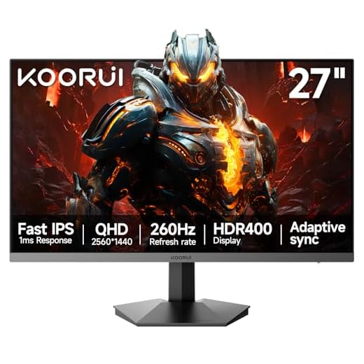 KOORUI 27 inch 1440p Gaming Monitor 2K QHD (2560x1440) 260Hz(Support 240hz) Refresh Rate,Fast IPS, 1ms,3-Sided Frameless,Adaptive Sync, VESA, Support DP & HDMI G2721X