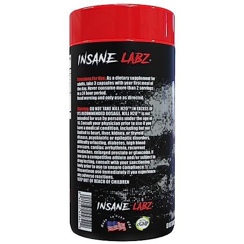 Insane Labz Kill H20, AMPiberry Infused Diuretic, Reduce Water Retention and Bloating Relief with Dandelion Root and Green Tea Extract, 20 Servings - Image 4