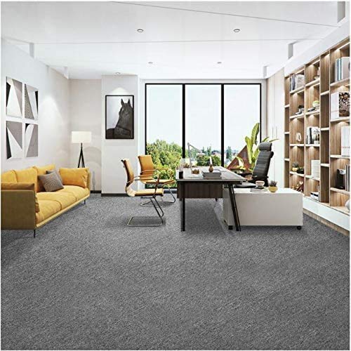 Carpet Tiles 20Pcs Commercial Heavy Duty Square Cuttable Carpet Floor Tile With Adhesive Stickers 20X20Inch W/Washable Asphalt Bottom Backing For Home Office Hotel Light Grey 20 Tiles/53.8 Sq Ft #TOP7