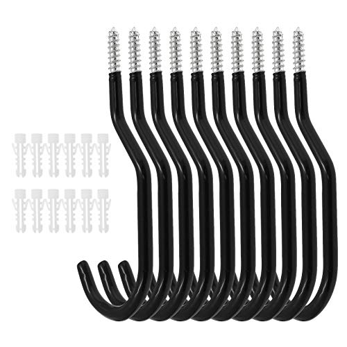 Bike Hooks for Garage, Seimneire 12pcs Garage Hooks Heavy Duty Ceiling Hooks Large Screw Hooks for Garage Wall & Ceiling Bicycle Storage, Utility Tool Hanger Space Organizer for Basement Warehouse
