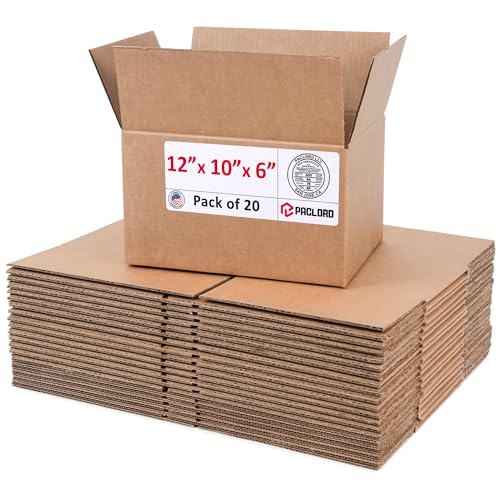 Image of Medium Cardboard Boxes 12 inchL x 10 inchW x 6 inchH (Pack of 20) - USA-Made Packing Boxes for Moving, Shipping, or Storage - USPS, UPS, FedEx Approved - Professional Packing Supplies for Moving | USA-Made Packing Boxes for Moving, Shipping, or Storage - USPS, UPS, FedEx Approved - Professional Packing Supplies