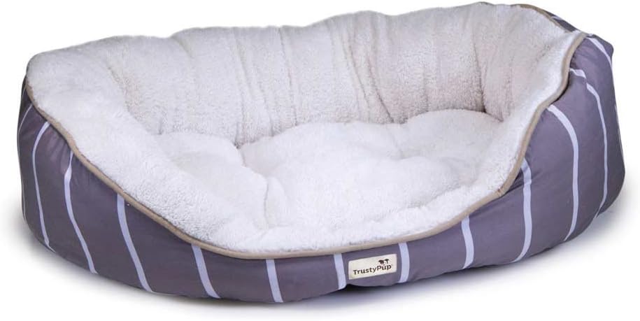 TrustyPup Snuggle Mutt Oval Pet Bed for Medium to Large Dogs, Sweeping Stripe Stone